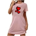 thumbnail image 2 of Camisón corto de San Valentín para mujer, talla grande, estampado en el pecho, cuello redondo, manga corta, 2 of 3