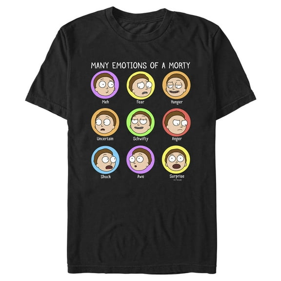 Men's Rick And Morty Many Emotions of a Morty  Graphic Tee Black Large