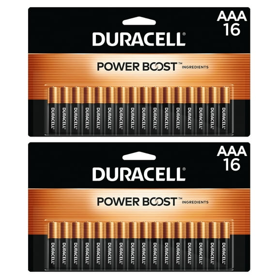 (2 pack) Duracell Coppertop AAA Battery with POWER BOOST™, 16 Pack Long-Lasting Batteries