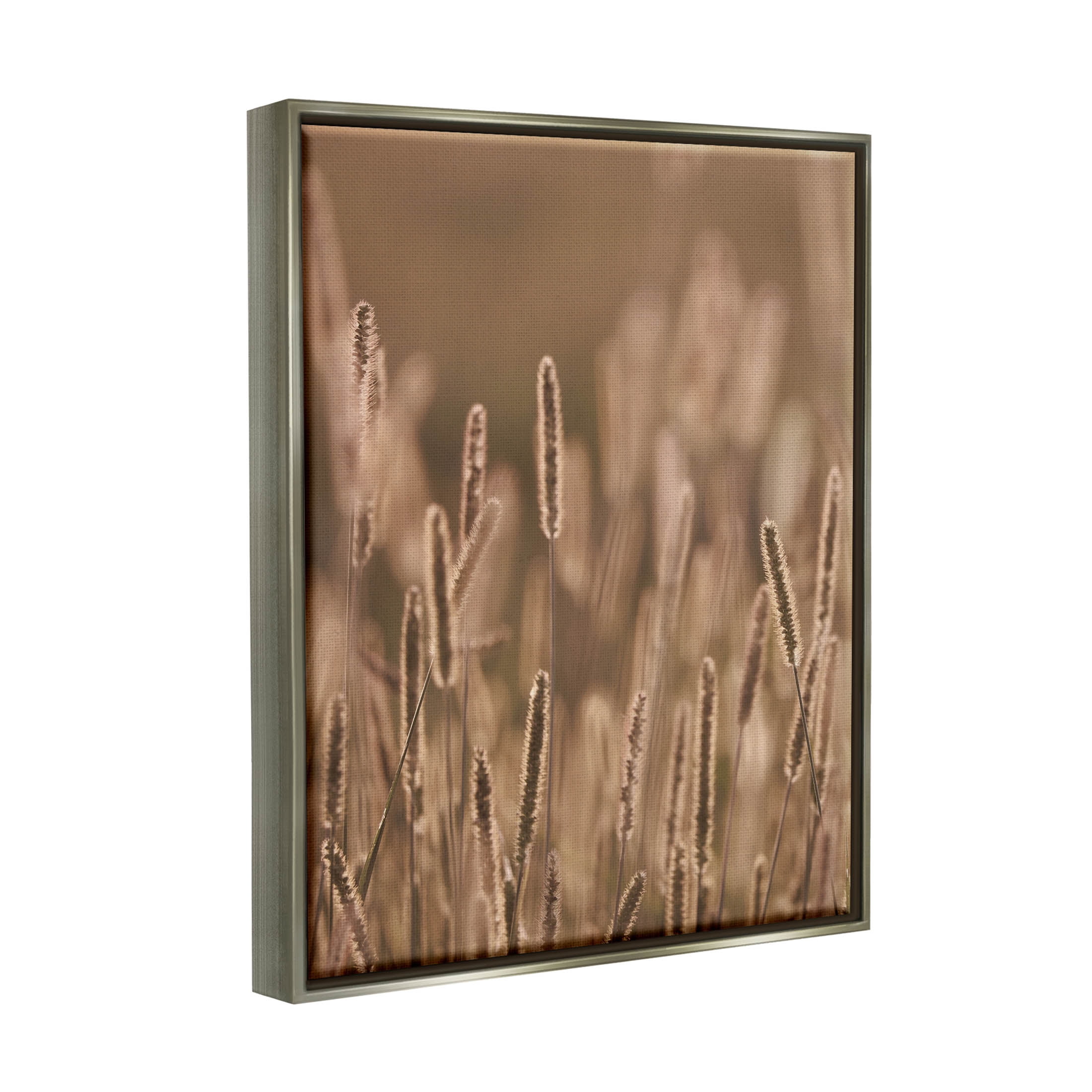 Rural Wheat Field Nature Botanical & Floral Photograph Luster Gray Framed Art Print Wall Art
