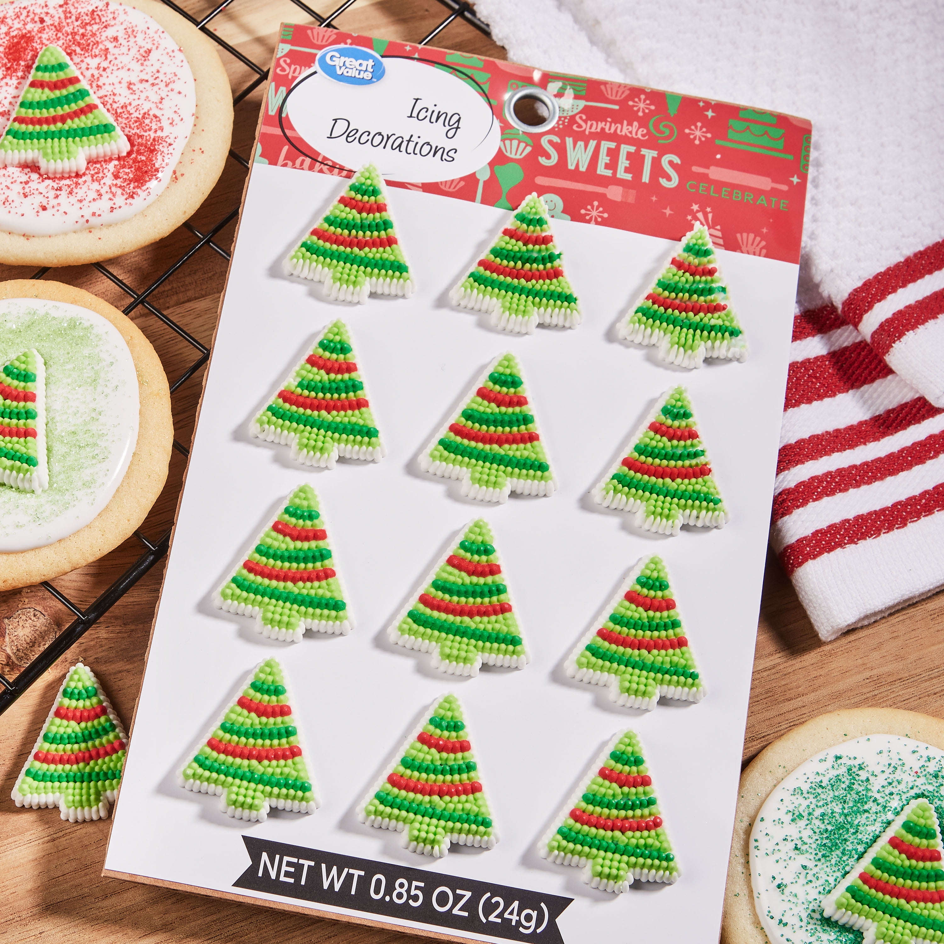 Great Value Holiday Tree Icing Decorations, 12 Count