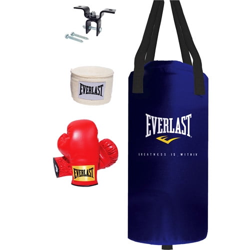 NEW Everlast 100 lb Heavy Bag with Stand Kit Boxing Gloves Hand Wraps Punching 