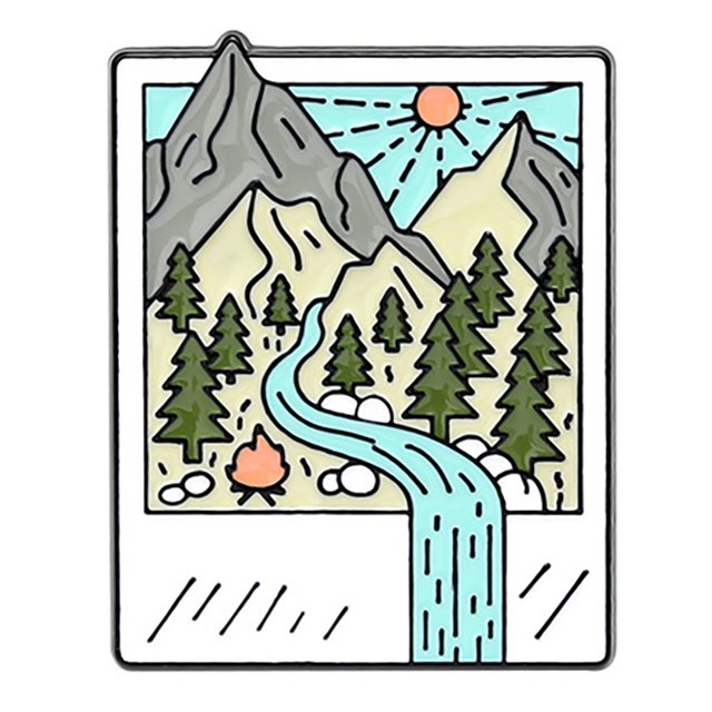 Al Aire Libre De La Montaña Esmalte Pin Salvaje Camping Senderismo Broche Insignias Bolsa Ropa Solapa Aventura Insignia Joyería Regalo