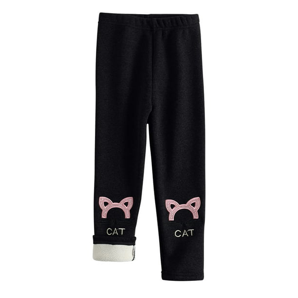 Leggings Para Niños Medias Para Bebés Otoño Invierno Pantalones Para Niñas Pantalones Elásticos Impreso Cepillado Cálido Leggings Casuales Negro Odeerbi LM103-10878