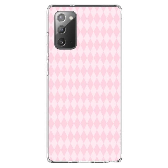 DistinctInk Clear Shockproof Hybrid Case for Galaxy Note 20 ULTRA (6.9" Screen) - TPU Bumper, Acrylic Back, Tempered Glass Screen Protector - Pink Diamond Pattern
