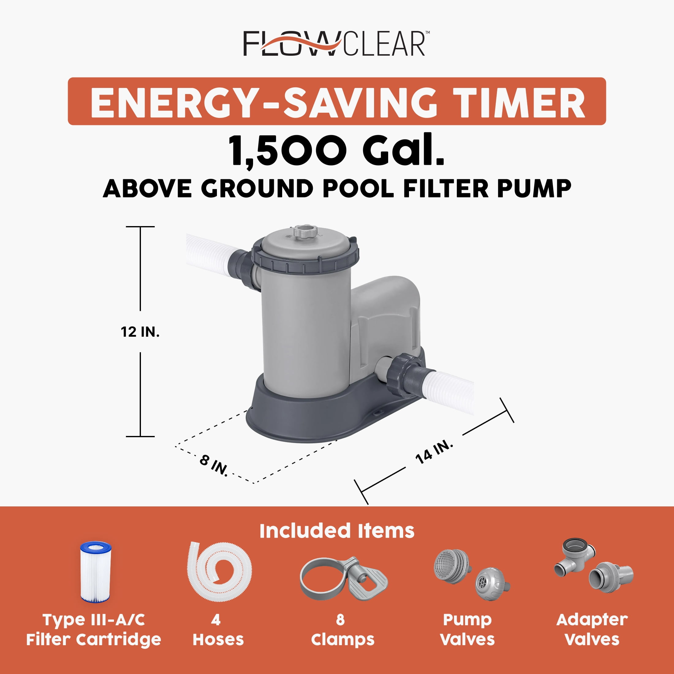 Flowclear 1500GAL Above Ground Pool Filter Pump