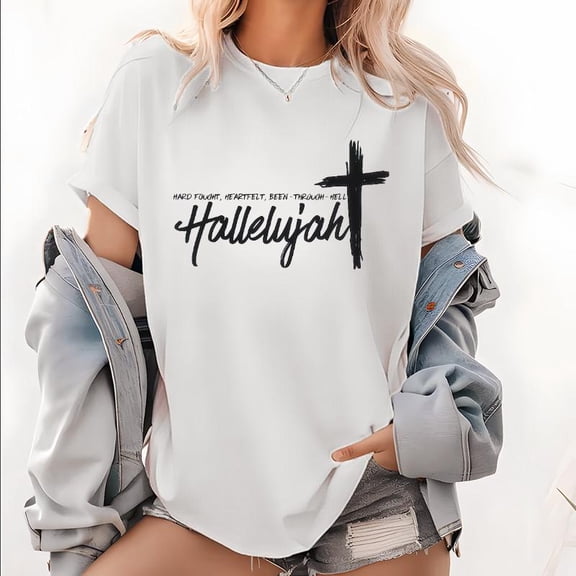 Christian Encouragement Tee - "Hard Fought & Heartfelt" Inspirational Shirt - Soft Cotton Worship Apparel with Cross Design for Daily Strength