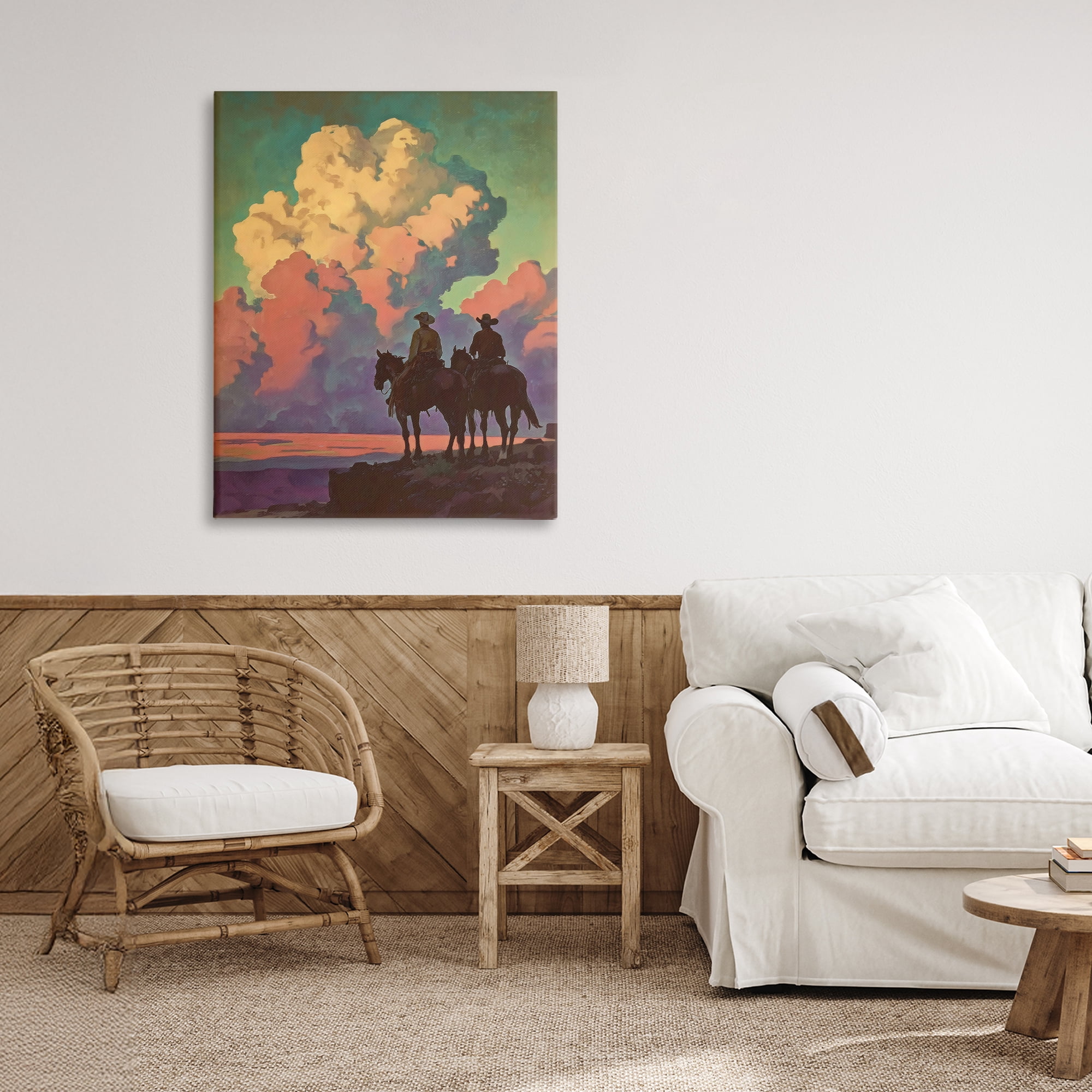 Stupell Industries Cowboys Silhouetted Against Clouds Canvas Wall Art, design by Arlington Prints