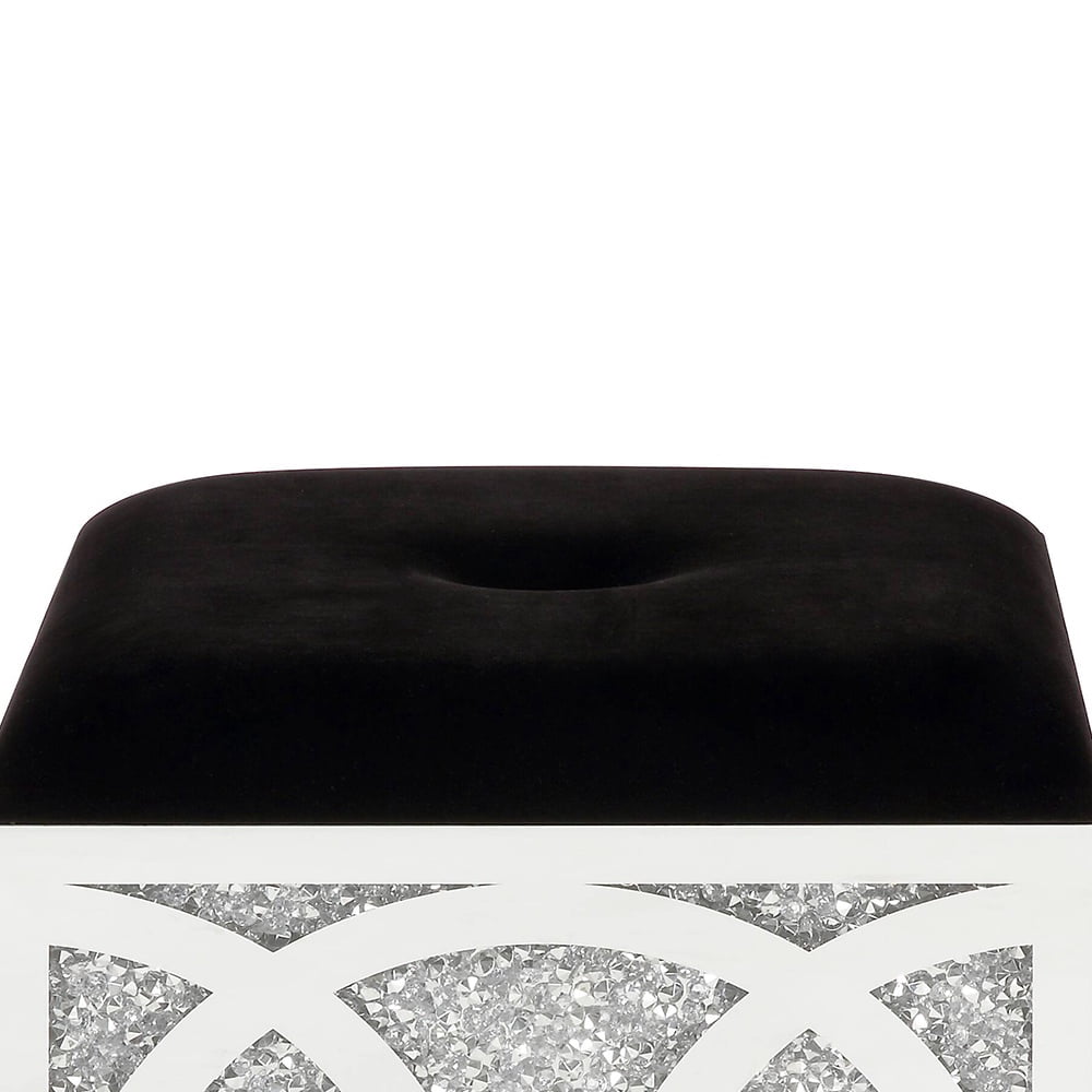 ACME Noralie Ottoman w/Storage, Mirrored & Faux Diamonds