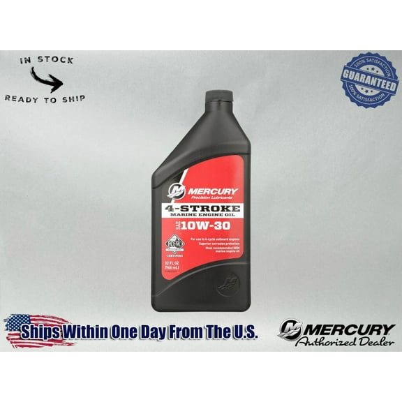 Mercury OEM SAE 10W-30 Mineral 4-Stroke Marine Engine Oil Quart 8M0078625