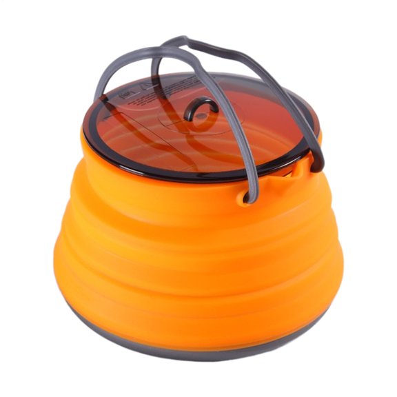 MezoJaoie Camping Tea Kettle Foldable Camping Pot 1.5L Large Capacity Open Fire Boiling Water Cookware Kitchen Gadget for Hiking Outdoor Traveling Picnic applied