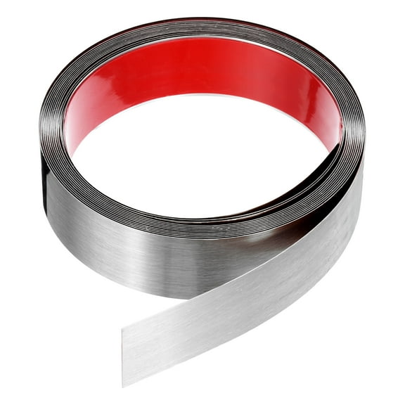 Uxcell 19.7ft x 1.58" Wall Trim Self Adhesive Stainless Steel Brushed Finish Trim Silver