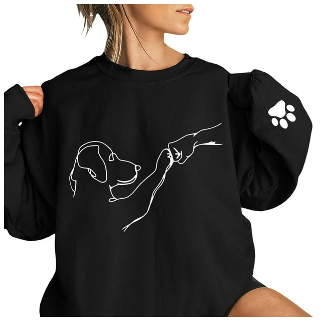 HNMKIU Tops Women Print Sweatshirt Oversized Sweatshirts Crewneck Long Sleeve Pullover Top