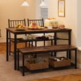 thumbnail image 2 of Eastvita Dining Table Set for 4 Rectangular Kitchen Table with Bench/2 Chairs/Wine Rack//Storage Benches in Rustic Brown for Small Space Apartments, 2 of 7