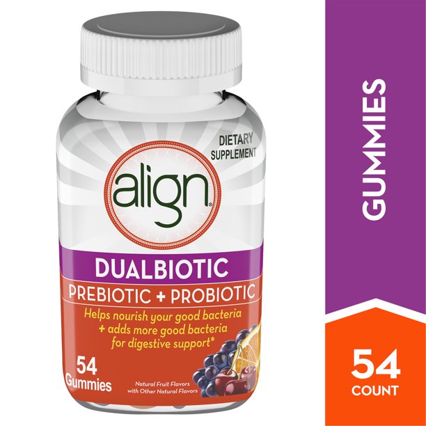 Align Prebiotic Probiotic Supplement Gummies, Natural Flavors, 54 ct