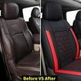 thumbnail image 5 of Coverado Custom Fit Dodge RAM Seat Cover with Curved Back Bench Seat, Full Set Waterproof Leather Truck Pickup Seat Protectors Fit 2002-2023 1500/ 2010-2023 2500 3500 Crew Quad Cab, Red, 5 of 6