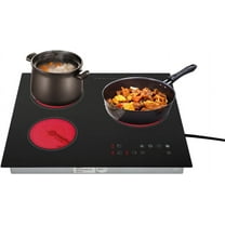 3 Burner Electric Cooktop, 2600W 110V Electric Ceramic Cooktop Built-in Electric Stove Top with 3 Electric Burners, 9 Heating Level and Kid Safety Lock, Sensor Touch Control