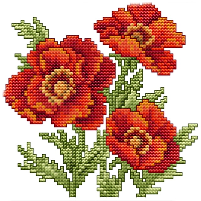 Kit Punto Cruz Con Flores Impresas 14 Quilates Bordado Parcial Peonía (17 X 17 Cm)