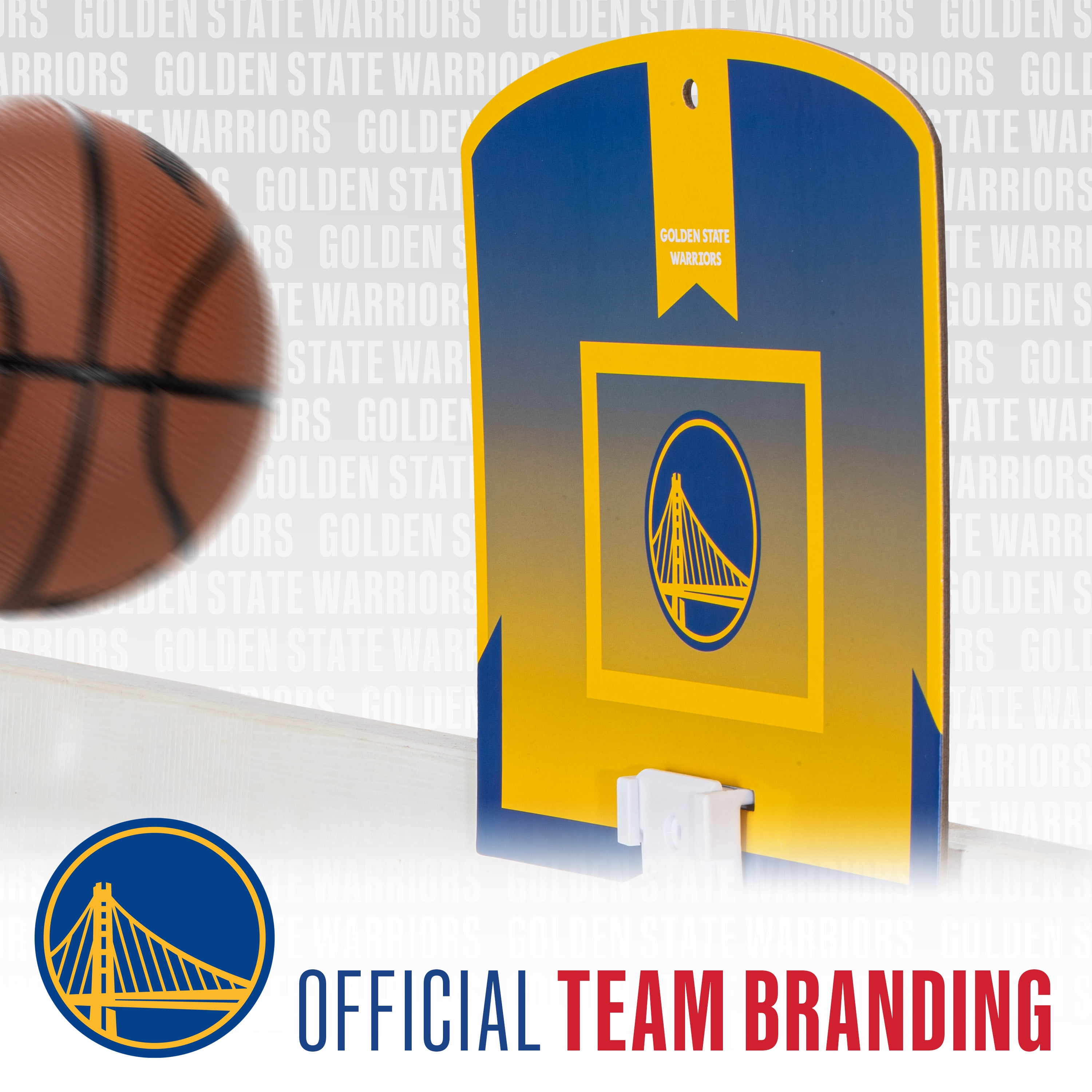 Franklin Sports NBA Golden State Warriors Mini Over the Door Basketball Hoop - Kids Indoor Mini Basketball Hoop + Basketball - NBA Fan Shop Mini Hoop for Bedroom + Office - Over the Door Mini Hoop Set