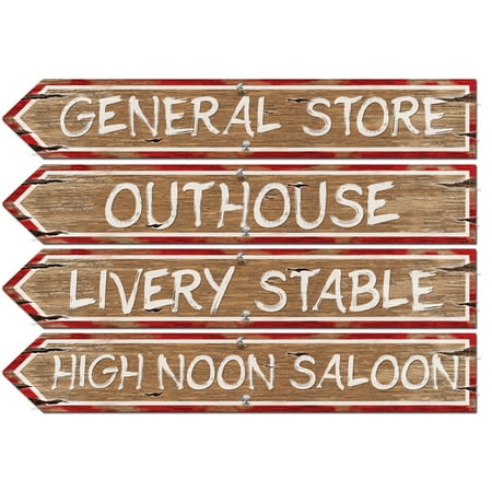 Old Western Street Signs Wall Cut Outs Poster Figurine Prop Set Decoration