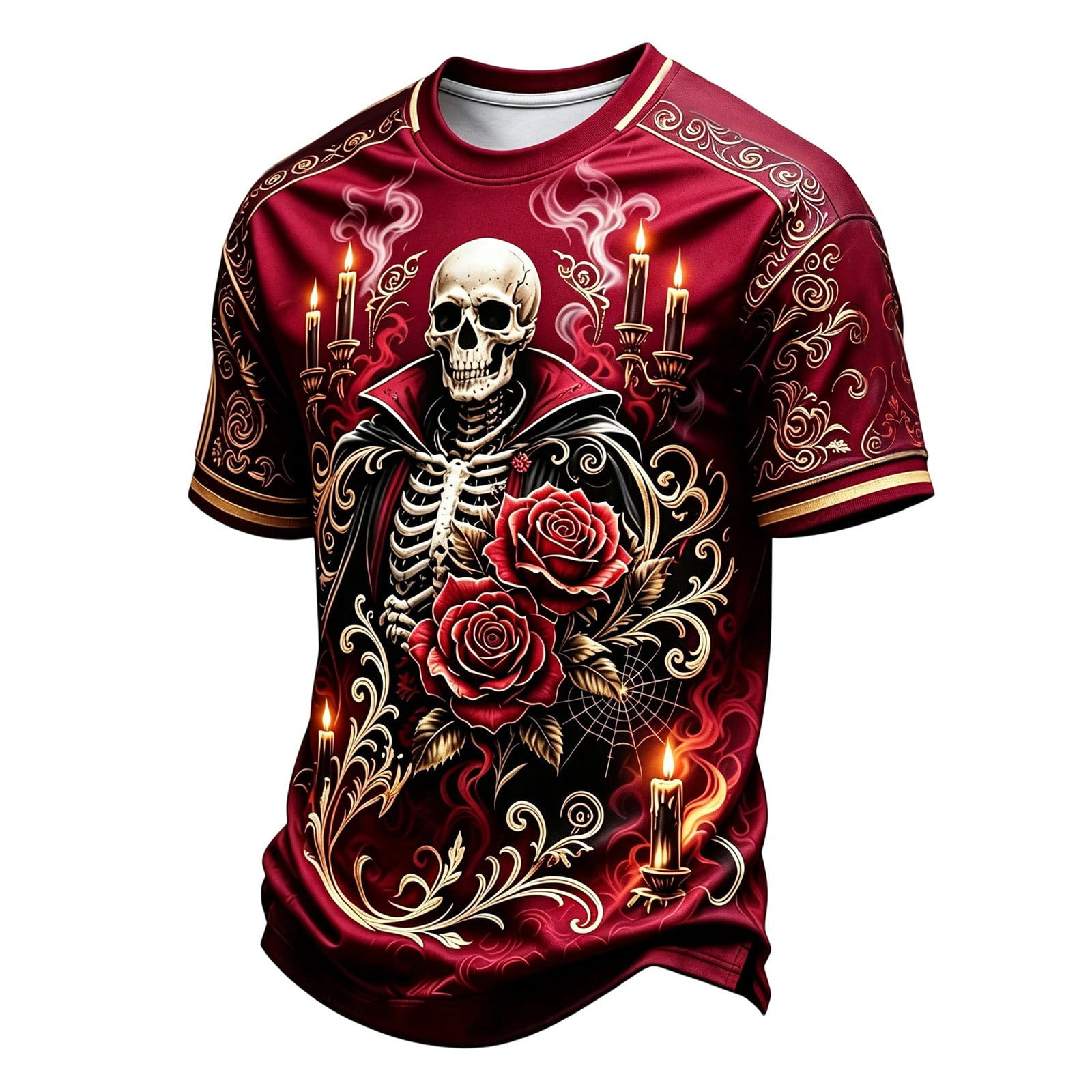 WOYY Boys Halloween T Shirt Skeleton Graphic Short Sleeve Crew Neck T-Shirt Red Sizes 2-13