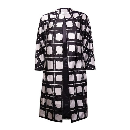 Kasper Women's Collarless Printed Shantung Open Front Coat