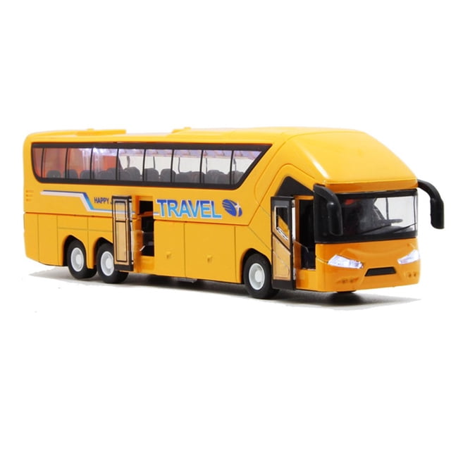 Boc Car Toy Easy to Operate Pull Back Drive Alloy Long-distance Bus Model for Boy