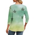 thumbnail image 5 of Cavosen Blouse for Women 3/4 Sleeve V Neck Cute Sweatshirt Star Lightweight Oversized Pullover Soft Spring Orleans Party Tops, 5 of 7