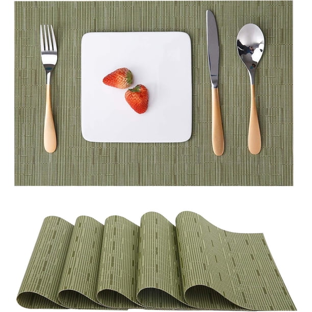 (Taupe) Juego de 6 manteles individuales (30 x 45 cm), manteles individuales tejidos lavables para cocina o mesa de comedor, resistentes al calor, antideslizantes, hechos de vinilo