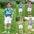thumbnail image 2 of NAFUU Boy's 5 Piece Outfits Flowers Prints Short Sleeve Lapel Top And Shorts With Scarf Socks For Kids Comfortable Sportwear Boys Spring Outfits 12-13 Years, 2 of 6