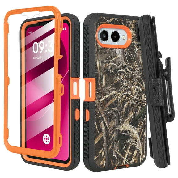 6goodeals Designed for REVVL 8 Phone Case with Belt Clip Holster & Built-In Screen Protector, Heavy Duty Rugged Full-Body Shockproof Protective Case, Defender Cover for T-Mobile REVVL 8 Camo