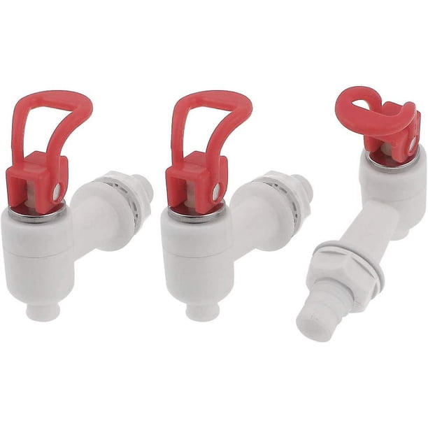 Paquete de 3 grifos de plástico con rosca de 12 mm, plástico, rojo, blanco