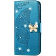 thumbnail image 2 of Wallet Phone Case for Samsung Galaxy A04e,3D Butterfly Pattern PU Leather Flip Kickstand Case with Magnetic Clasp and Cash Card Slots Holster for Galaxy A04e, HZD Blue, 2 of 18
