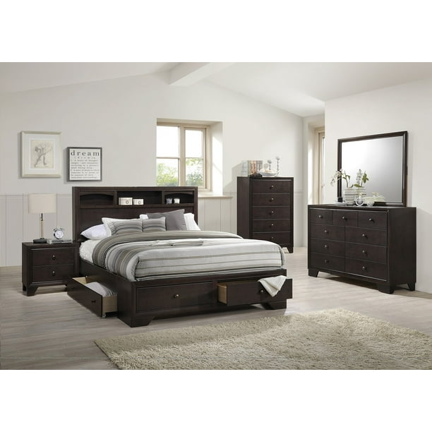 Modern Bedroom 4pcs Rich Wood Finish Storage Underbed Drawers