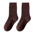 thumbnail image 2 of Moxufan Women Mid-calf Socks High Elastic Breathable Socks Sweat-absorbent Stockings Soft Solid Color Bootie Socks Thick Warm Socks for Fall Winter,Coffee, 2 of 8