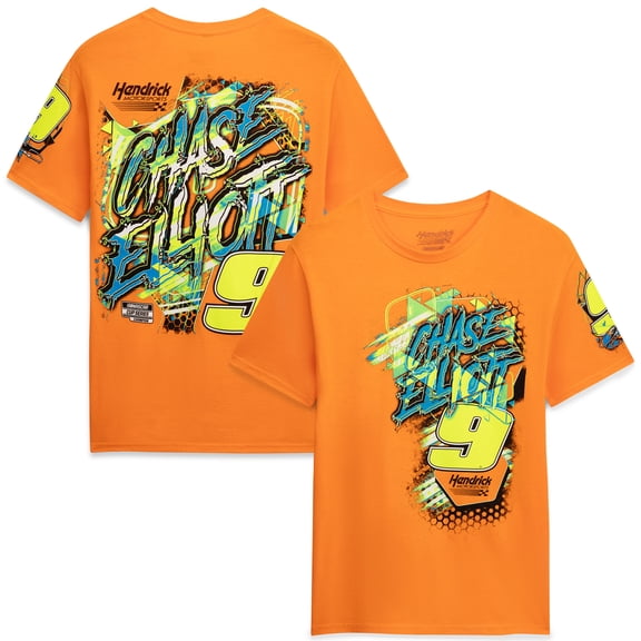 Men's Classic Ink Orange Chase Elliott #9 Neon Xxplosion T-Shirt