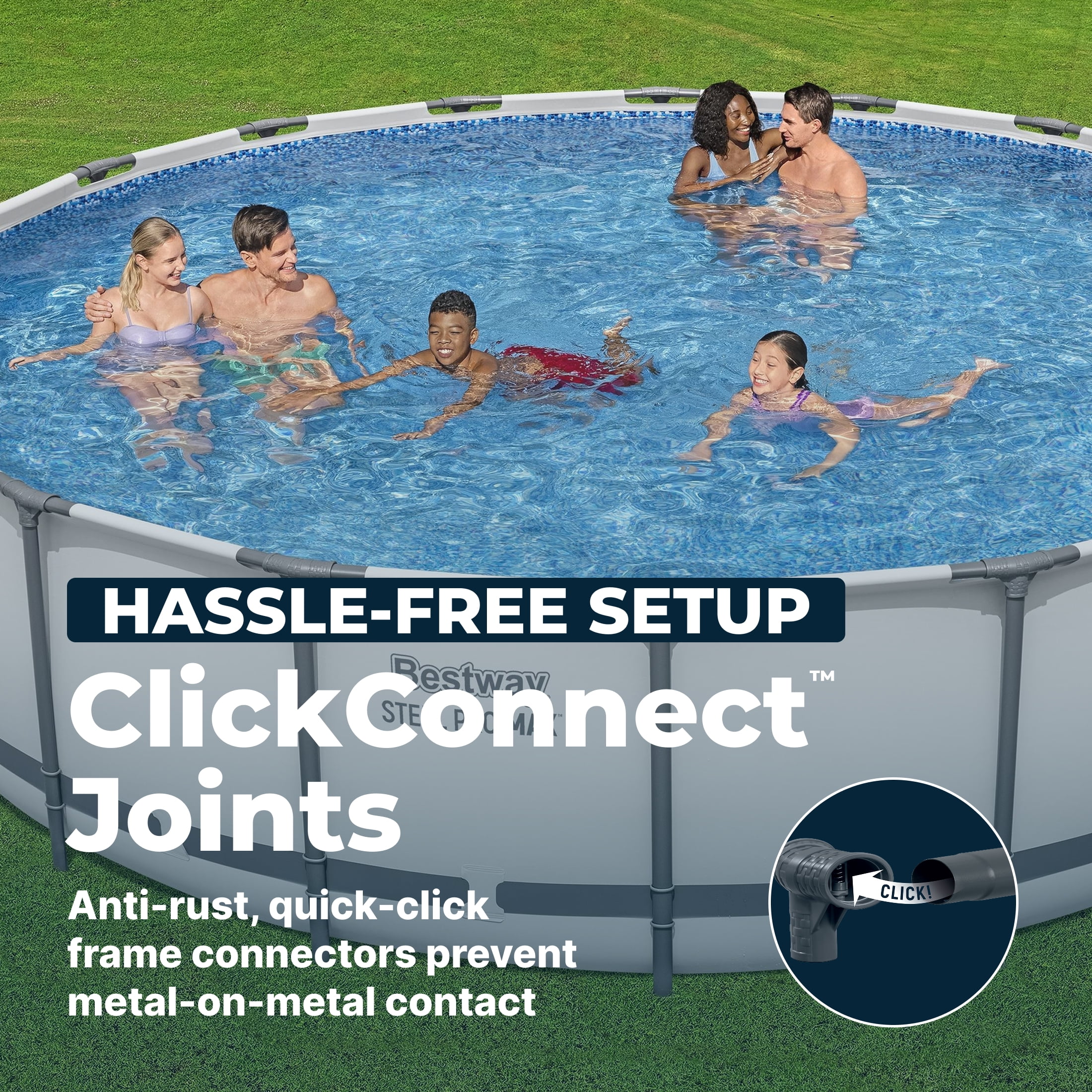 Bestway Steel Pro MAX 18' x 48" Metal Frame Above Ground Pool Set w/ Pump, Ladder, & Cover