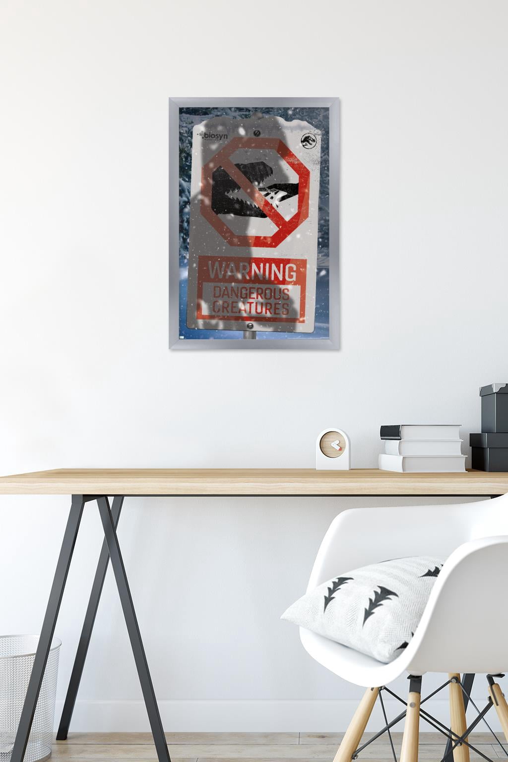 Jurassic World: Dominion - Warning Sign Logo Wall Poster, 14.725" x 22.375" Framed