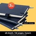 thumbnail image 4 of HUGFEGWE Pocket Notebook Journals, 3 Pack Mini Small Notebooks for Work, Leather Cover Notepad with 3 pens, Elastic Closure, Blue AZ824-8053, 4 of 7
