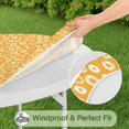 thumbnail image 5 of Orange Daisy Flower Floral Pattern Round Fitted Tablecloth with Elastic Edge,Dining Table Cover Waterproof,Outdoor Round Tablecloth for Camping,Dining,Indoor and Outdoor, 5 of 7