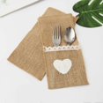 thumbnail image 3 of 10pcs/set Cutlery Container Pocket Design Large Capacity Flax Reusable Fork Flatware Storage Bag Kit, 3 of 5