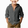 thumbnail image 1 of Splozh Chemise Boutonnée Garçon Été Basique Décontractée Manches Longues Chandails Garçon Chemise Boutonnée Garçon Chemise à Col, Gris Foncé, 12-13 Ans, 1 of 4