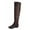 Brown Tall, variant on Women's Round Toe Low Flat Heel Buckle Slouchy Zip Boots
