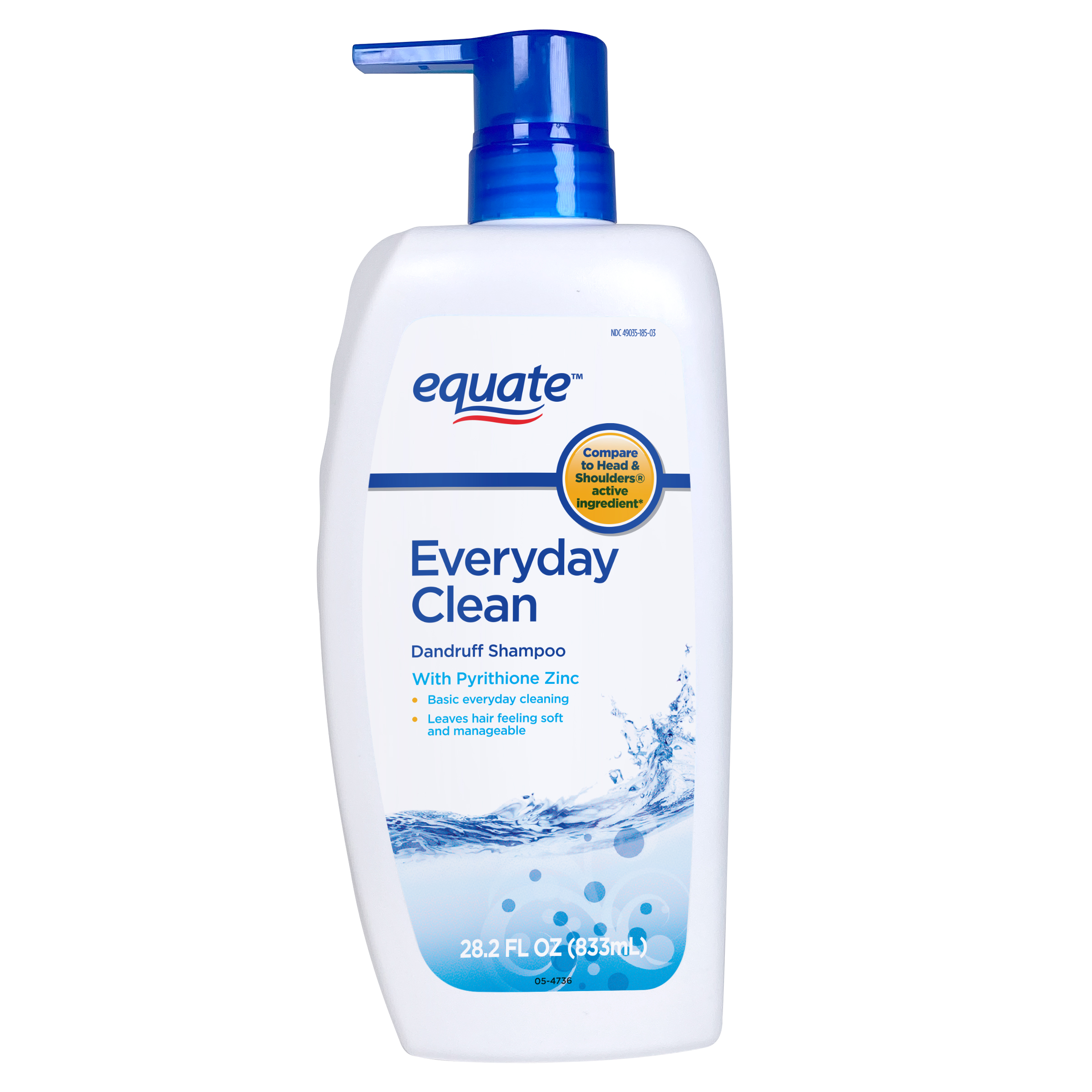 Equate Everyday Clean Nourishing Dandruff Shampoo with Pyrithione Zinc, For Scalp & Hair Care, Compare to Head & Shoulders® Active Ingredient, 28.2 fl oz