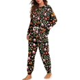 thumbnail image 2 of SCRAWLGOD Deer Santa Claus Pjs Sets for Women Long Sleeve Nightwear for Women Outfit Size S Crewneck Ladies 2 Piece Pajamas Elastic Pj Set Women Christmas, 2 of 7