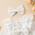 thumbnail image 5 of Farysays Newborn Infant Baby Girl Clothes Cotton Linen Long Sleeve Smocked Bubble Romper Ruffle Bodysuit Jumpsuit Fall Outfit, 5 of 7