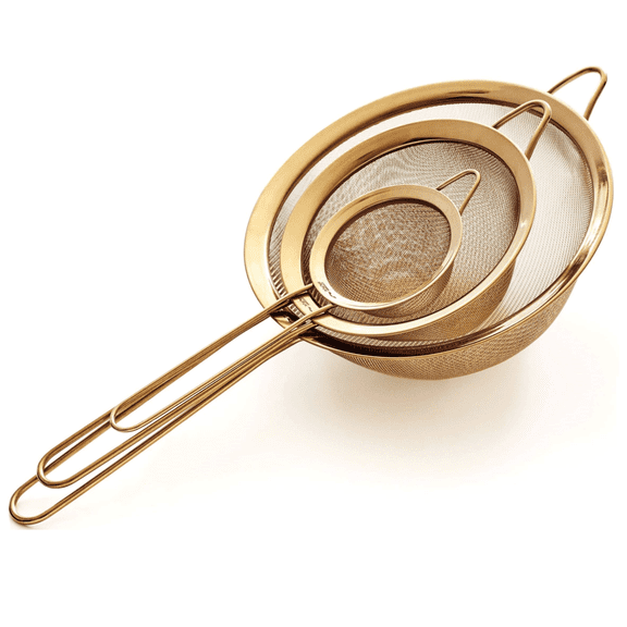 3Pcs Strainer Set Fine Mesh, Premium Stainless Steel – 7.8″, 5.5″ and 3.1″ Sturdy Kitchen Strainers