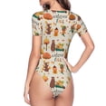 thumbnail image 4 of Balery Women'Sautumn In The Forest Crew Neck Round Neck Short Sleeves Slim Fit Casual Basic Extender Bodysuit Daily Jumpsuit T Shirts-Xx-Large, 4 of 9