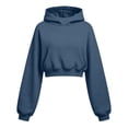 thumbnail image 7 of LEKWK Cropped Hoodie Women Long Sleeve Warm Athletic Sweatshirts with Pocket Relaxed Fit Fall Winter Activewear for Casual Everyday Workout Gym, 7 of 7