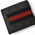 thumbnail image 4 of Pre-Owned Gucci Men's Bifold Wallet, GG Supreme New Web Sherry Line PVC, Gray, Navy,... (Good), 4 of 11